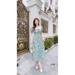 Đầm tiểu thư dáng dài chất voan hoa sang trọng