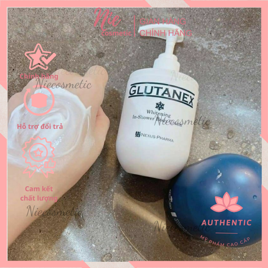 Sữa Tắm Dưỡng Trắng Da Body Glutanex Whitening In Shower Body Cream 300ml - Kem tắm kích trắng cấp tốc, chống nhăn da