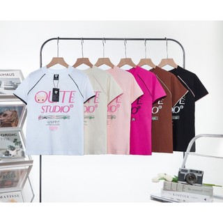 Áo baby tee, in chữ OUTE STUDIO, áo thun nữ, 100% cotton, co giãn 4 chiều