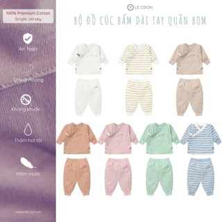 LECOON- Bộ đồ cúc bấm dài tay Le coon cho bé trai, bé gái quần bom LC10-117