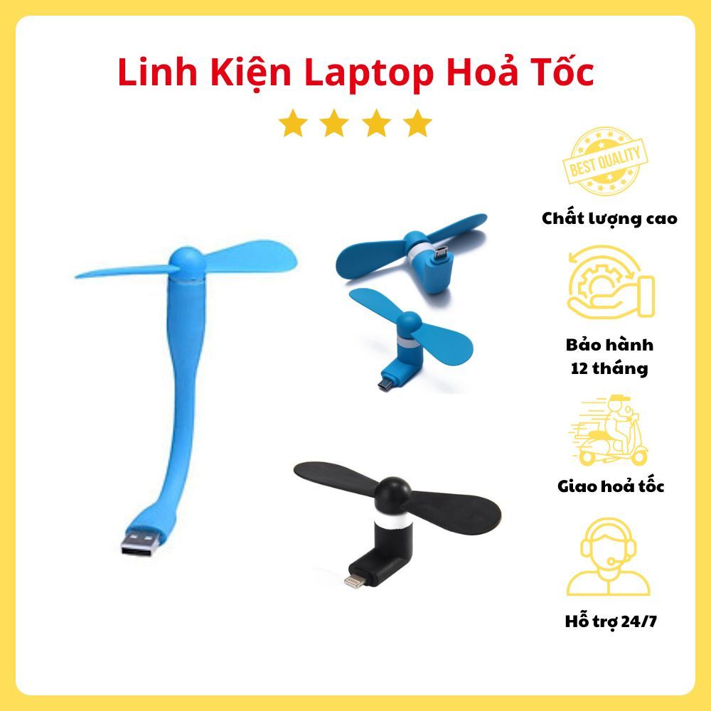 Quạt mini điện thoại, máy tính chân USB, Type C, Lightning