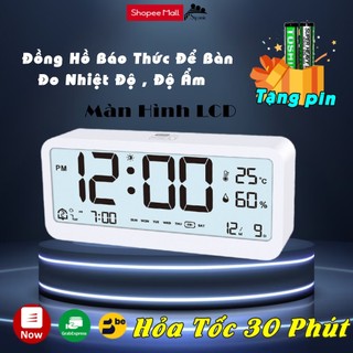 Đồng hồ để bàn, Sipanic đa năng báo thức kép, đo nhiệt độ độ ẩm phòng màn hình Led sáng ban đêm