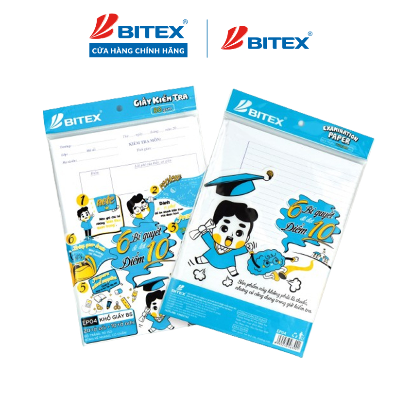 Giấy kiểm tra Bitex khổ B5 kẻ ngang có chấm 80gsm EP04
