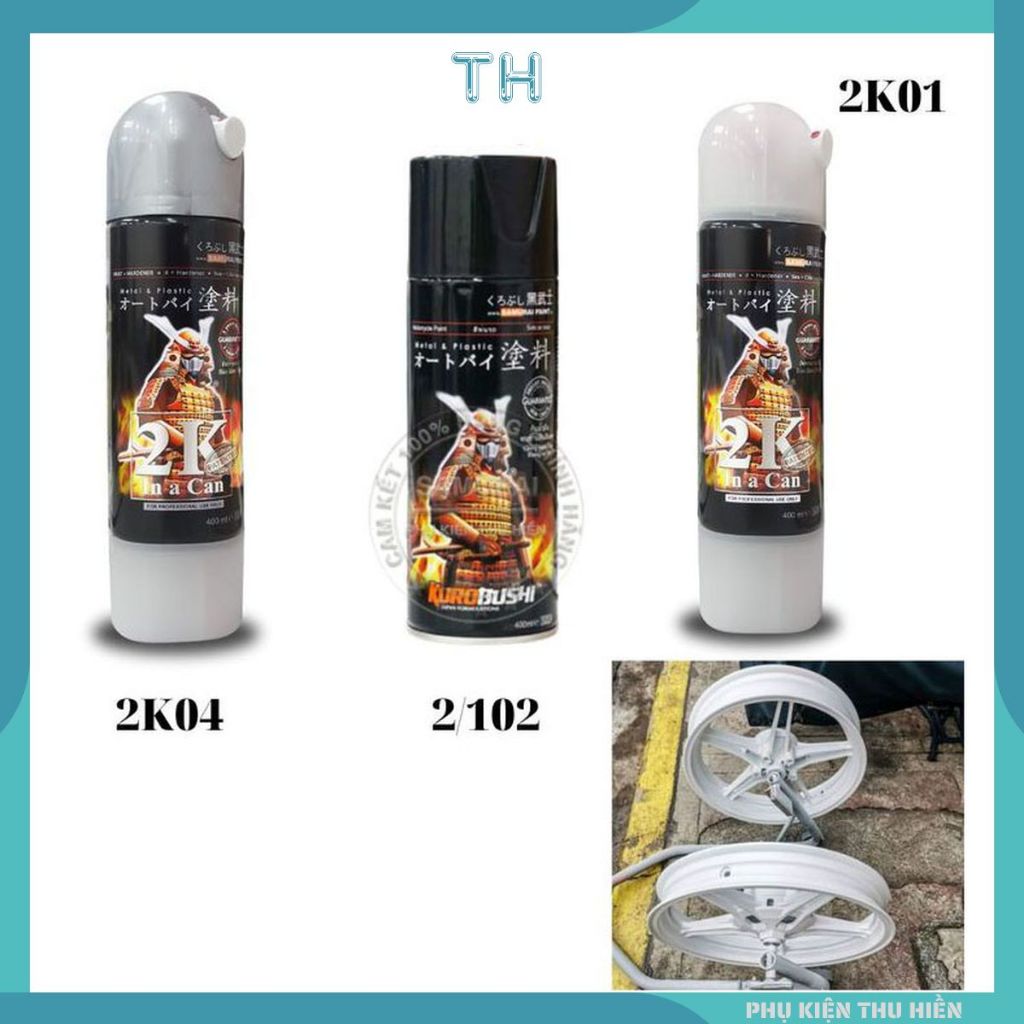 Combo 3 Chai Sơn Xịt Samurai Màu Trắng Sáng Gồm: 2K04 - 2/102 - 2K01
