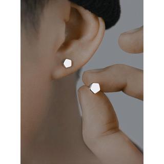 Bông Tai Mạ Bạc 925 Kiểu Lục Giác Màu Bạc Đơn Giản Basic Thời Trang Dành Cho Nam Và Nữ Tavi Studio - Khuyên Tai Lục Giác