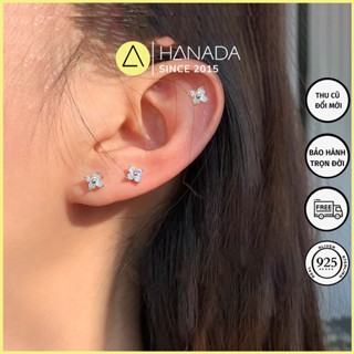 Bông Tai Bạc 925 Hanada Bông Nụ Hoa Đá Đơn Giản 0767 D13
