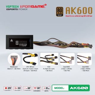 Nguồn PSU VSPTECH - IFORGAME AK600 80PLUS BRONZE