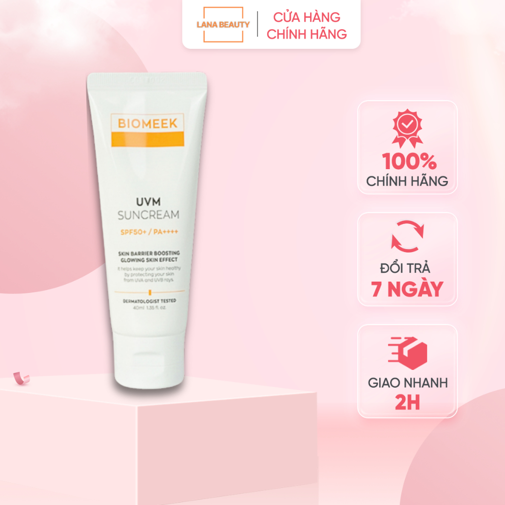 Kem chống nắng BIOMEEK huyết tế bào UVM SUNCREAM che khuyết điểm nâng tone SPF 50+ 40ml