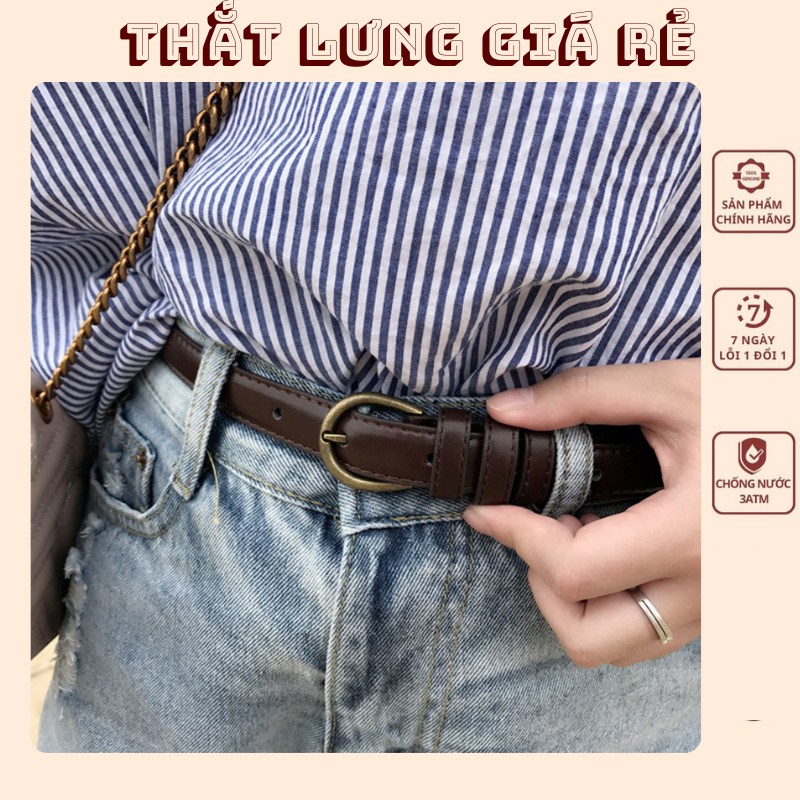 Thắt lưng nữ bản nhỏ Ulzzang mặt chữ C màu vàng đồng bản 1.8cm L12