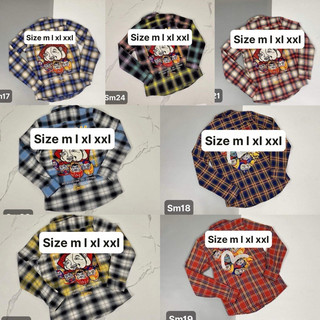 Sơ mi kẻ thêu hình hot