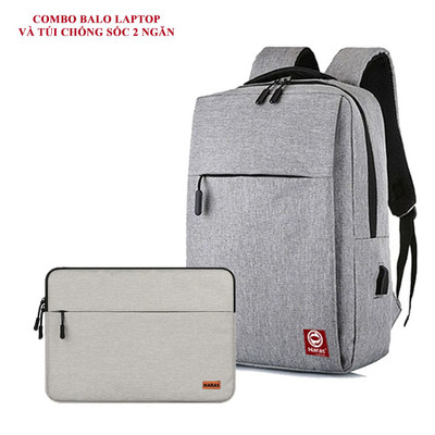 Combo Balo Laptop Có Cổng Sạc USB Và Túi Chống Sốc Bảo Vệ Máy Tính HARAS HR237TC002