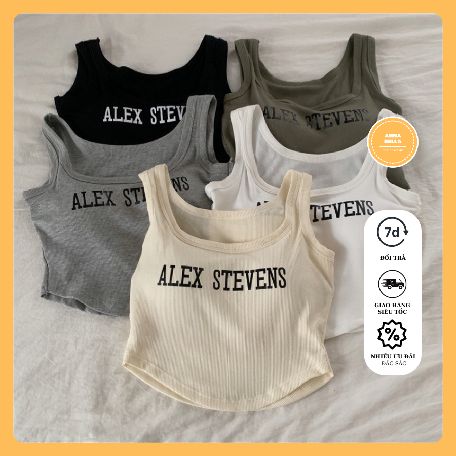 Áo Bra Nữ 2 Dây ALEX STEVENS Bản To Dáng Lửng  - áo 3 lỗ  ALEX STEVENSmềm có đệm Vạt Tròn Có Đệm Ngự