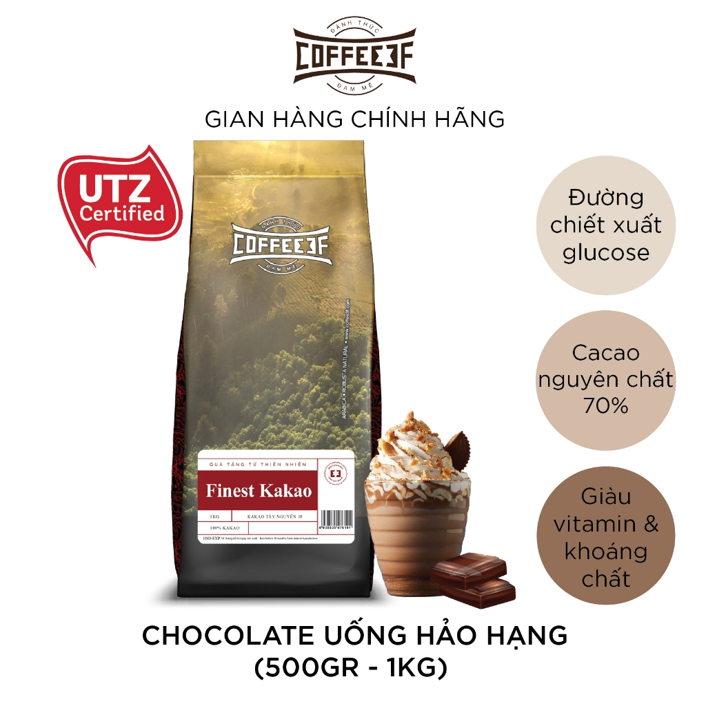 Finest Kakao - Cacao hòa tan 70% bột kakao nguyên chất - Coffee 3F
