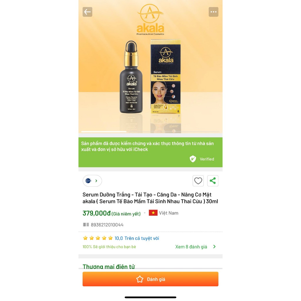 Serum Giảm Nám - Nâng Cơ Mặt - Tái Tạo - Căng Da - akala