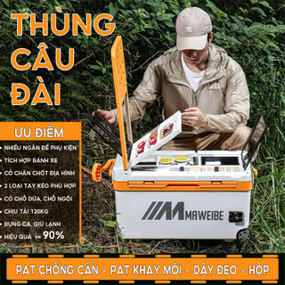 Thùng câu đài giá rẻ, thùng câu đài, hộp đựng đồ câu tiện dụng MAWEIBE có bánh xe bảo hành 2 năm