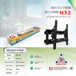 Giá treo tivi led, khung kệ treo tivi nghiêng từ 19inch-65inch điều chỉnh góc nghiêng 15 độ + kèm ốc vít