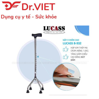 Gậy 4 chân, đế nhọn. B32 Màu trắng- Giúp Người già, người lớn tuổi chân tay yếu, người bị tai nạn chân, khuyết tật