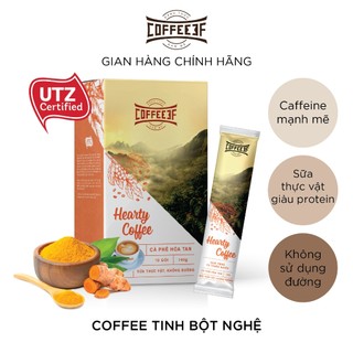 Hearty Coffee - Cà phê hòa tan tinh bột nghệ chăm sóc sức khoẻ - Coffee 3F (Hộp 10 gói x 14g)