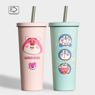 Ly giữ nhiệt cao cấp pastel khắc tên, ly nước Fan House 800ml inox 304, tặng sticker, ống hút trân châu