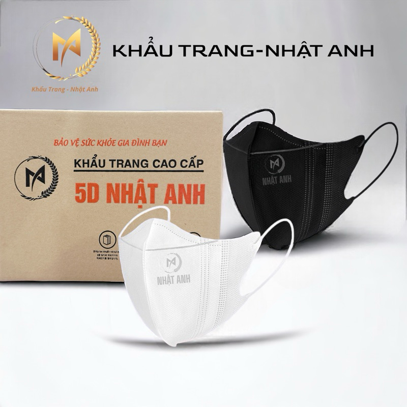 Thùng 600 chiếc khẩu trang 5D Nhật Anh túi dán 3 lớp kháng khuẩn chống bụi