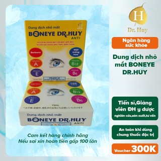 Dung dịch nhỏ mắt BonEye DRHUY bổ sung Vitamin A, vitamin E, vitamin B12, B6,giảm khô mắt và kích ứng, làm dịu mắt 15ml