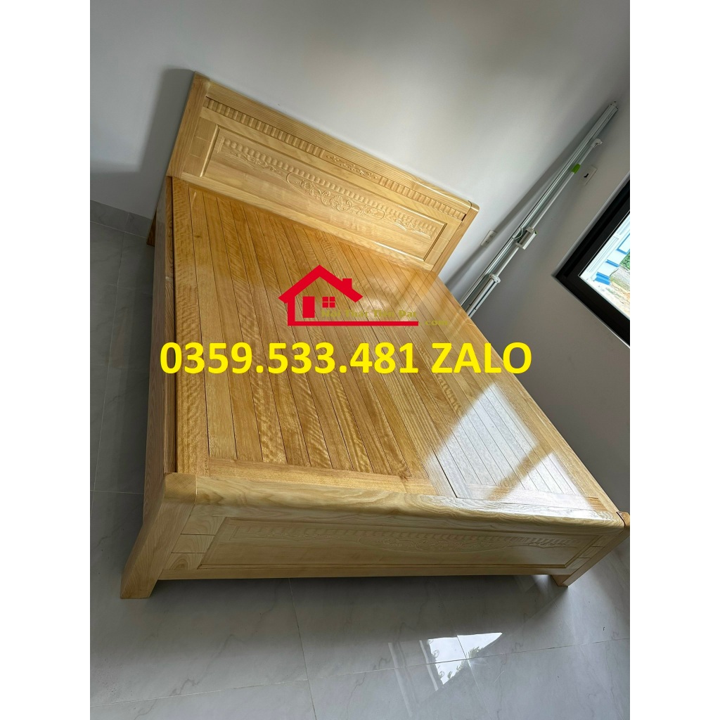 [Giá KM] Giường ngủ cao cấp gỗ sồi Nga vạt phản 1m4-1m6-1m8x2m NEW 100% Freeship HCM