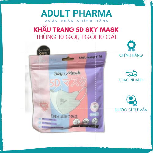 [SET 10 TÚI]100c khẩu trang y tế 5D Sky Mask công nghệ Nhật Bản kháng khuẩn bảo vệ hô hấp khoẻ mạnh kiểu dáng thời trang