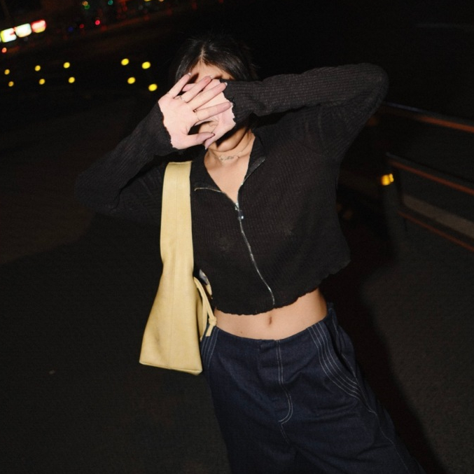 áo crop len gân tay dài dây kéo cổ lọ y2k - ZIP UP CARDIGAN - NOTYET