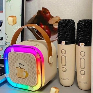 Loa Bluetooth Micro Karaoke K12 Mini Karaoke Loa Bluetooth Loa kèm 2 micro không dây Dung lượng loa lớn, siêu chuẩn Bass