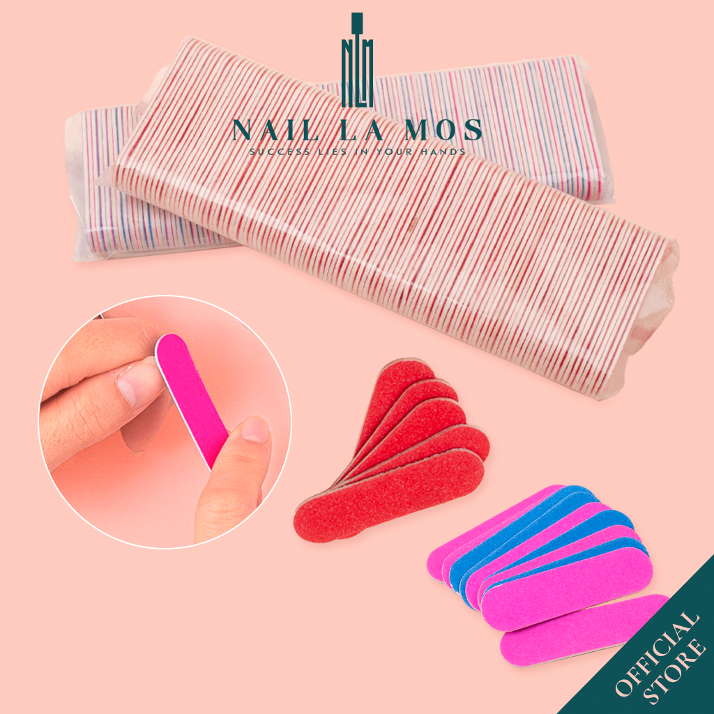 Set 10 Chiếc Dũa Móng Tay Mini - Lốc 100 Chiếc Dũa Mini Hai Mặt Nhám Tiện Lợi, Dùng Trong Nail Box