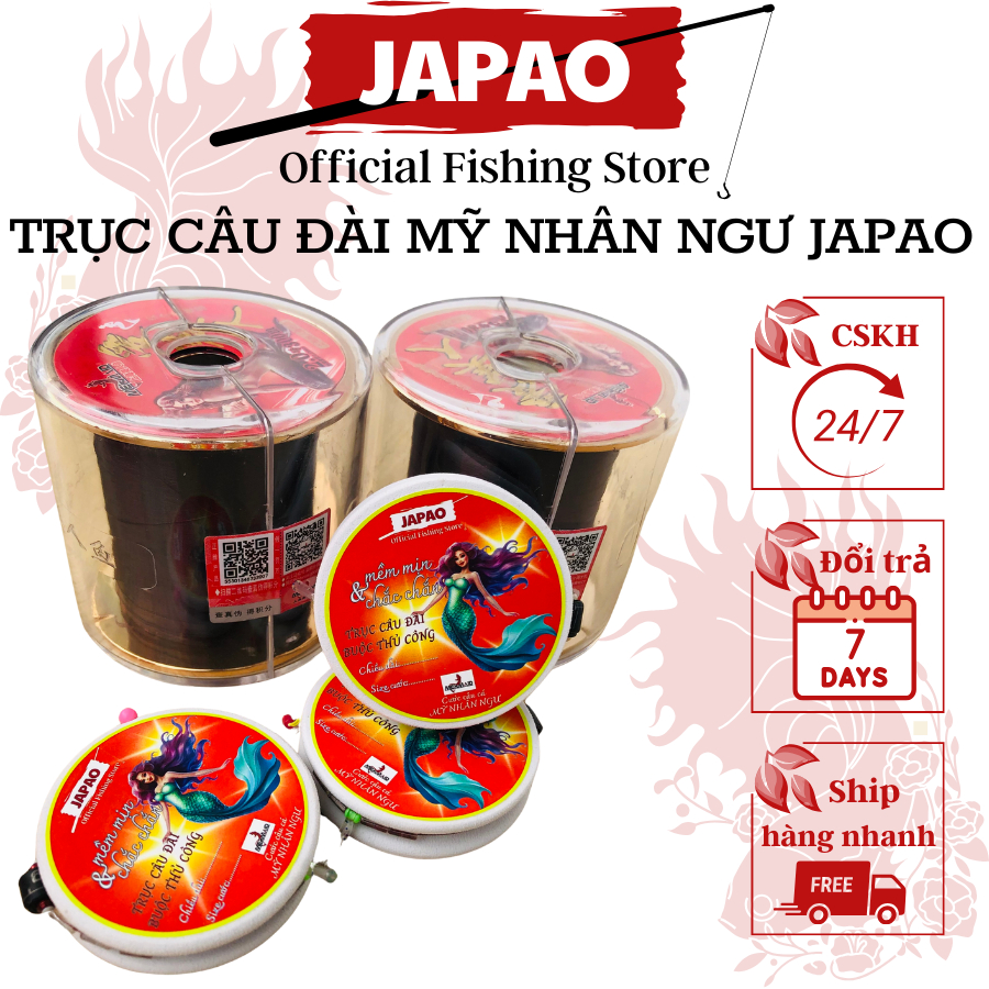 Trục câu đài MỸ NHÂN NGƯ buộc thủ công Japao dây trục 2m7 3m6 4m5 trục câu đài câu diếc rô trôi chép