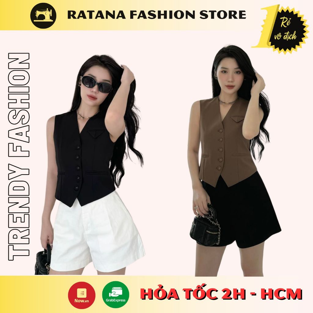 Áo gile cổ V 3 màu sành điệu thời trang công sở dạo phố