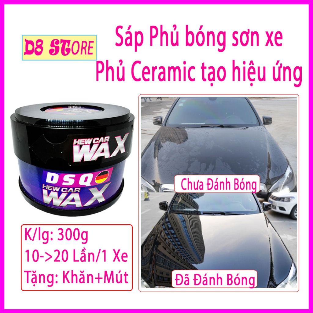 [ Siêu Bóng ] Sáp đánh bóng sơn xe ô tô - Phủ bóng ô tô nano wax - Dung dịch phủ bóng sơn xe Ceramix làm đẹp xe D8 Store