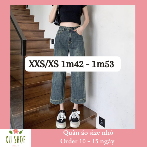 Order. Quần jeans suông eo 58cm size XXS XS