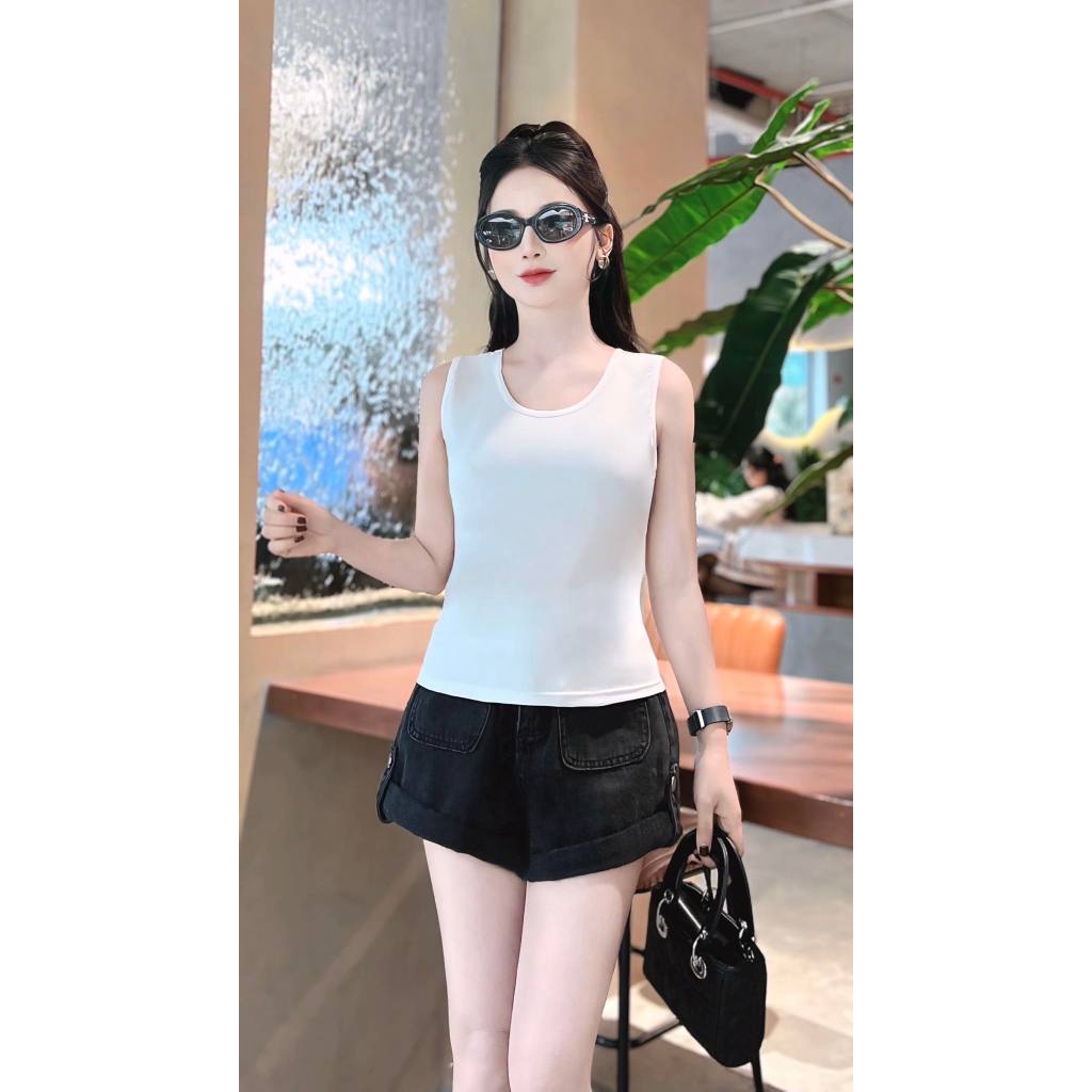 Áo Ba Lỗ Sát Nách Ôm Body Vải Bo Díp Mềm Mịn Co Dãn 4 Chiều.