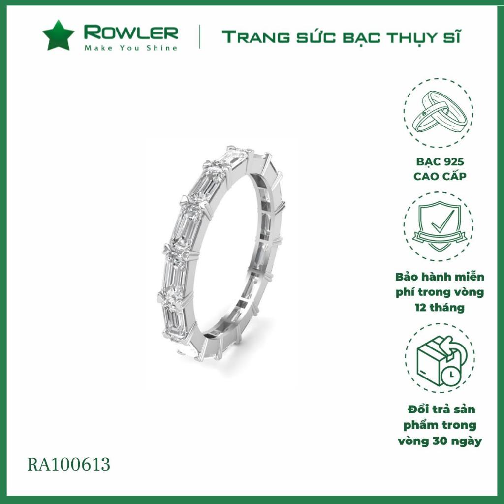 Nhẫn bạc nữ 925 đính đá CZ 4*2 ly đẹp lấp lánh trang sức bạc cao cấp ROWLER RA100613