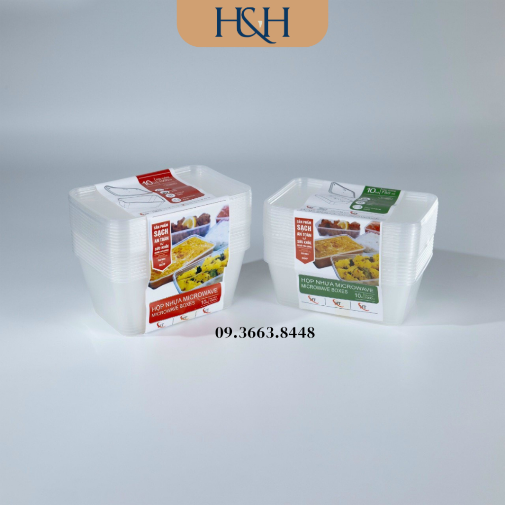 Bộ 10 hộp nhựa Microwave chữ nhật  - Tổng Kho Hải Hạnh