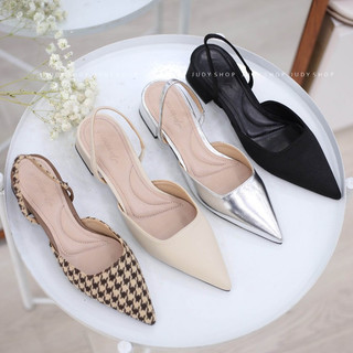 Giày sandal bít colee slingback mũi nhọn đế cao 3p vnxk