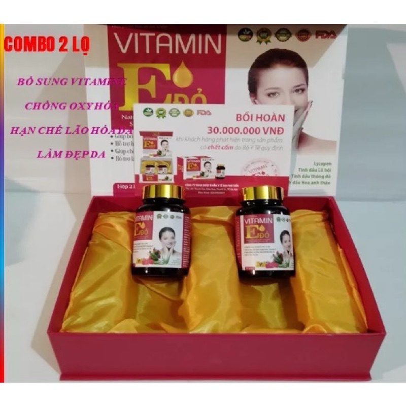 [Set 2 Lọ] VITAMIN E ĐỎ - Tinh Dầu Hoa Anh Thảo, giúp làm đẹp da chống lão hoá hạn chế nám, chính hãng an toàn hiệu quả