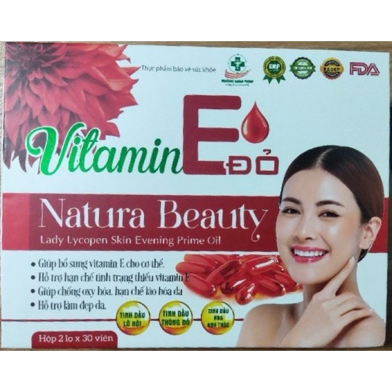 [Set 2 Lọ] VITAMIN E ĐỎ - Natura Beauty, giúp da sáng mịn, căng bóng, giảm thâm nám, sạm da