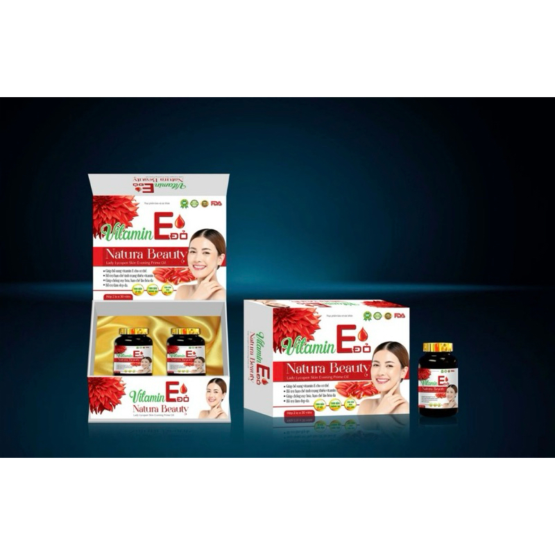 [Set 2 Lọ] VITAMIN E ĐỎ - Natura Beauty, giúp da sáng mịn, căng bóng, giảm thâm nám, sạm da