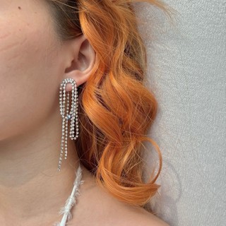 Hoa tai đính hạt đá dạng sợi dài E09 Choker Club
