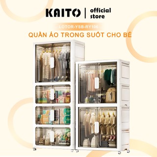 Tủ quần áo gấp gọn Tủ đựng đồ trong suốt, không cần lắp đặt Có ngăn để treo quần áo - kaito