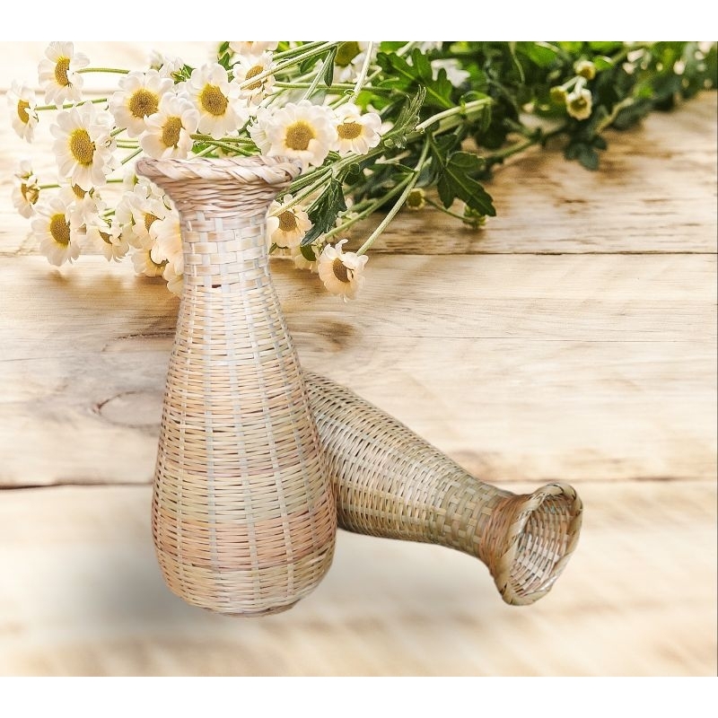 Bình hoa tre đan decor,cắm hoa hàng tự nhiên