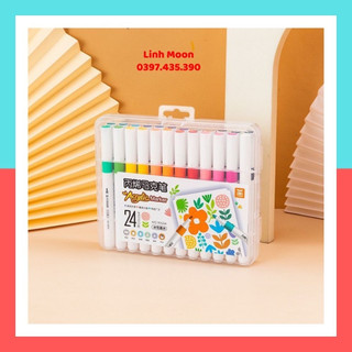 Hộp Bút Màu Acrylic Marker Cao Cấp Màu Sắc Tươi Sáng Vẽ Trên Nhiều Chất Liệu 24 màu - Bút Lông Màu