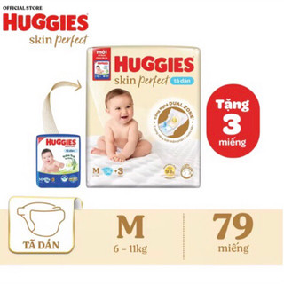 Tã dán Huggies skin siêu đại đủ size M76+3/ L68 /XL60/XXL54