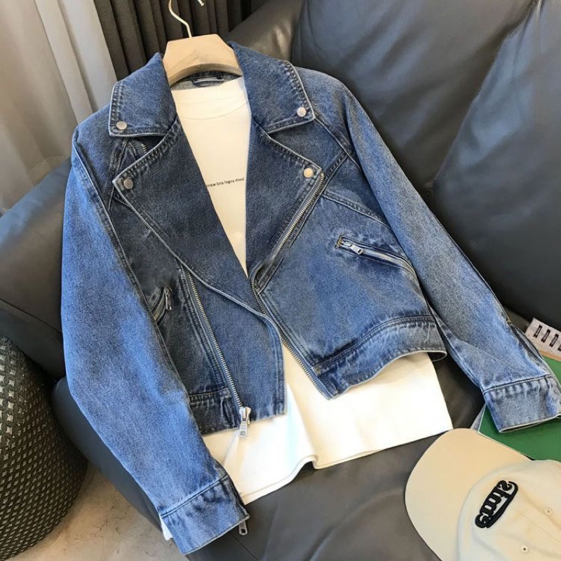 Áo Khoác Bò Jean Denim Biker Ngầu Lòi Unisex