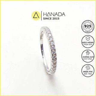 [BẠC 925-BH TRỌN ĐỜI] Nhẫn Nữ Bạc 925 Nửa Vòng Đá Đá Lấp Lánh Đơn Giản Hanada 0731 L12