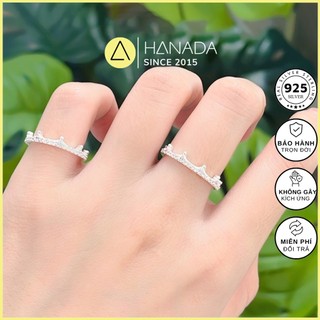  Nhẫn Bạc 925 Hanada Vương Miện Đính Đá Full Vòng Tiểu Thư Lấp Lánh 1015 P12 