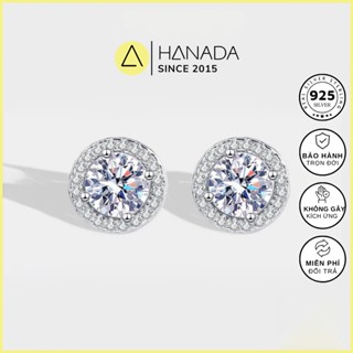 [BẠC 925-BH TRỌN ĐỜI] Bông Tai BẠC 925 HANADA Tròn Đá Chuẩn 6A, Hoa Tai Đi Tiệc Sáng Lấp Lánh 0950 B16